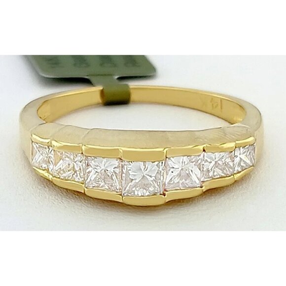 Genuine 1.10 Cts Princess Diamond Ring 14k Yellow Gold - Picture 1 of 5